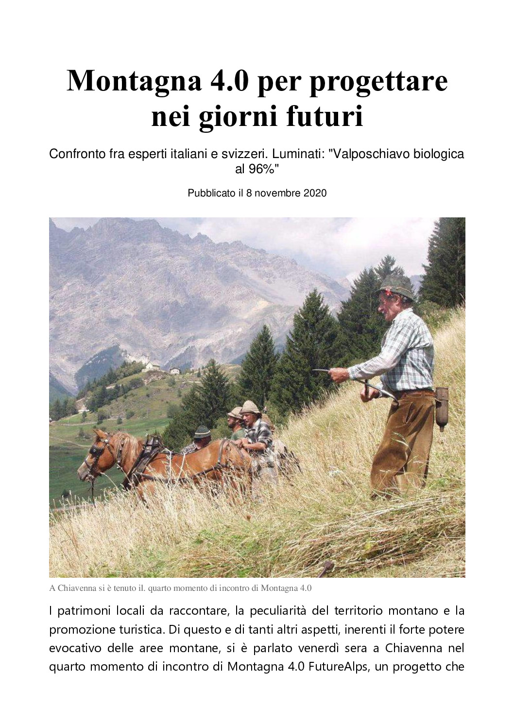 thumbnail of IL GIORNO articolo FUTUReALPS Chiavenna