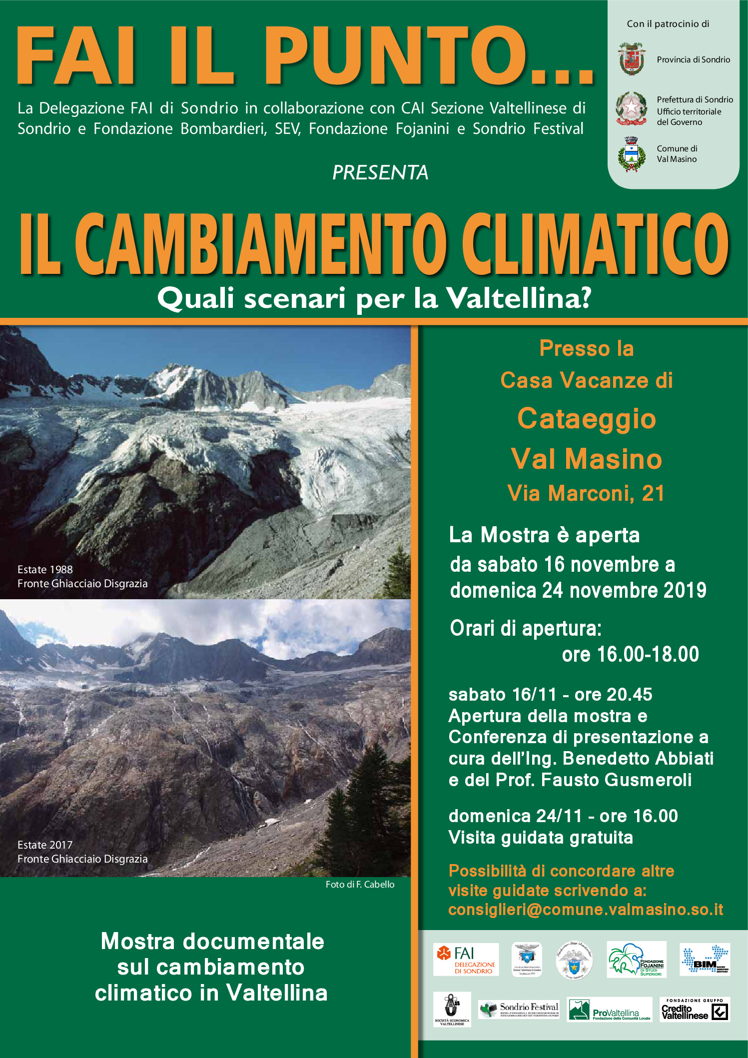 VAL MASINO – MOSTRA DOCUMENTALE “IL CAMBIAMENTO CLIMATICO IN VALTELLINA”